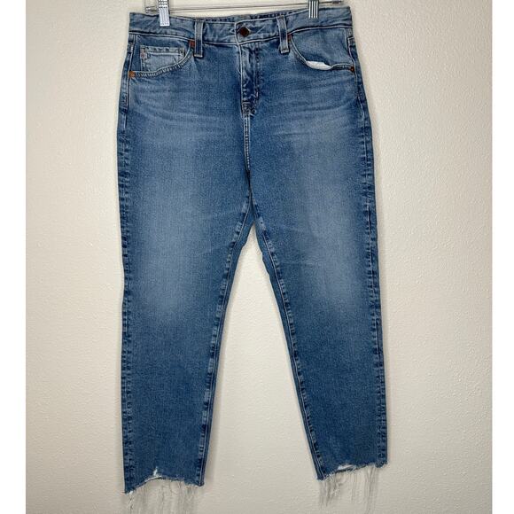 Adriano Goldschmied Ex-Boyfriend Slouchy Slim Raw Hem Medium Wash Jeans - Picture 1 of 12